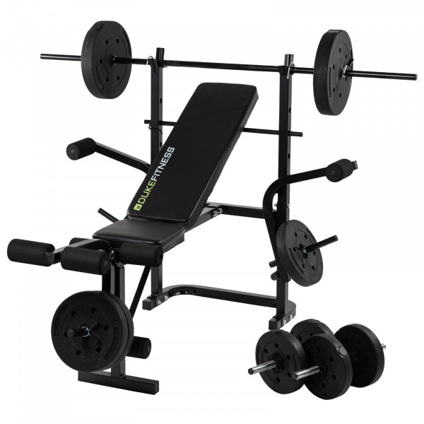 Banc de musculation Duke Fitness incl. rack, barre et poids