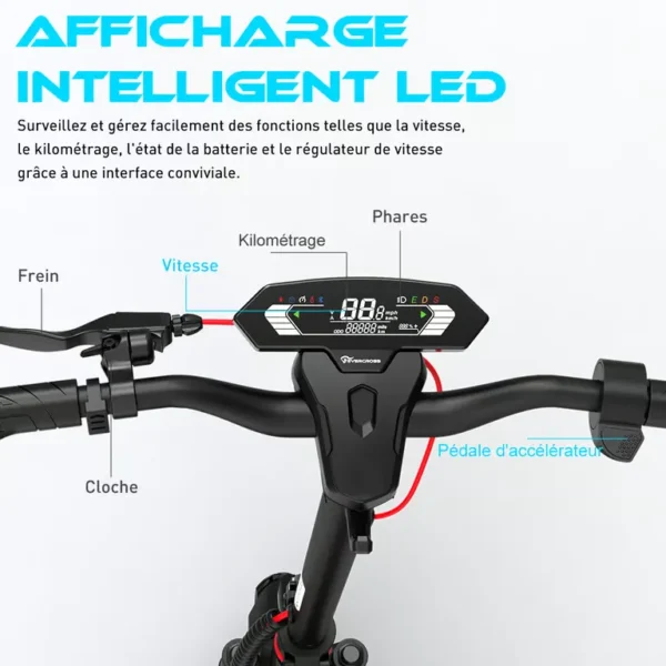 EVERCROSS TECH - Trottinette Électrique Adulte A1 Pliable 10' Écran LED Bluetooth APP Rouge – Image 2