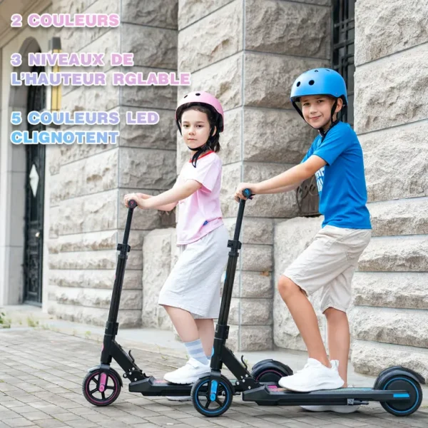 EVERCROSS TECH - EVERCROSS TECH EV06C Trottinette Électrique pliable Enfants 6-12 Ans Écran LED Lumières colorés 3 Vitesse Hauteur Réglables Bleu – Image 2