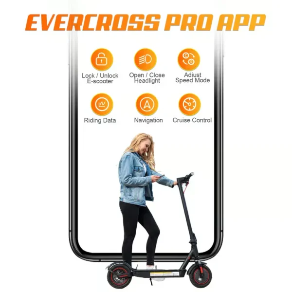EVERCROSS TECH - EVERCROSS TECH EV10KPRO Trottinette Électrique Pliable 10" Scooter 500W 25KM/H Écran LED Bluetooth APP Cadeau Adolescent Adulte – Image 3