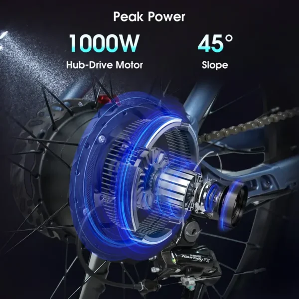 TIFGALOP - Vélo électrique TIFGALOP ES28 Batterie 48V 22AH Moteur 1000W Pneus 26 pouces Kilométrage max 80KM-Rouge – Image 3