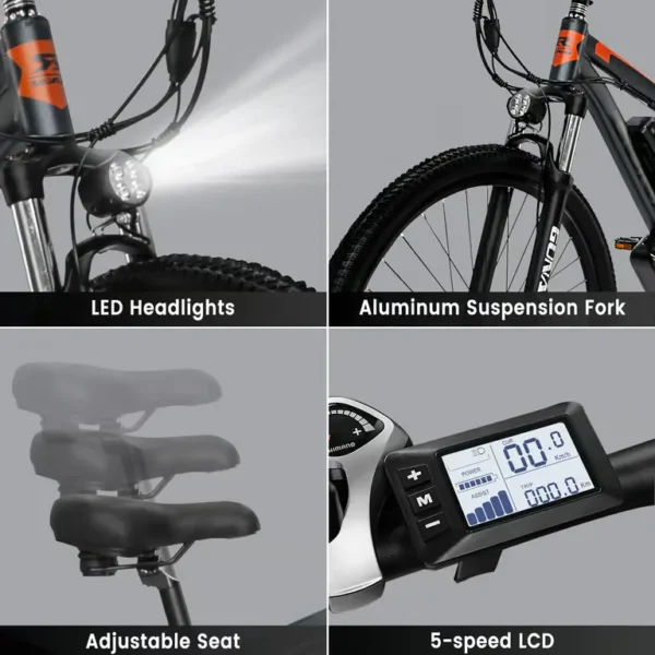 Gunai - GUNAI GN29 29" Vélo VTT Electrique 750W 48V 15Ah Autonomie 45Km+ Shimano 21 Vitesses - Gris – Image 3