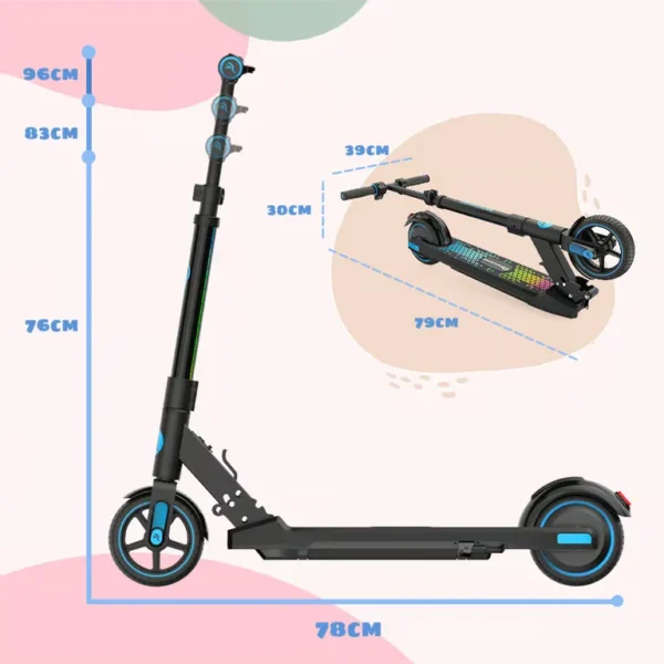 EVERCROSS TECH - EVERCROSS TECH EV06C Trottinette Électrique pliable Enfants 6-12 Ans Écran LED Lumières colorés 3 Vitesse Hauteur Réglables Bleu – Image 4