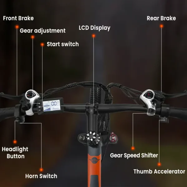 Gunai - GUNAI GN29 29" Vélo VTT Electrique 750W 48V 15Ah Autonomie 45Km+ Shimano 21 Vitesses - Gris – Image 4