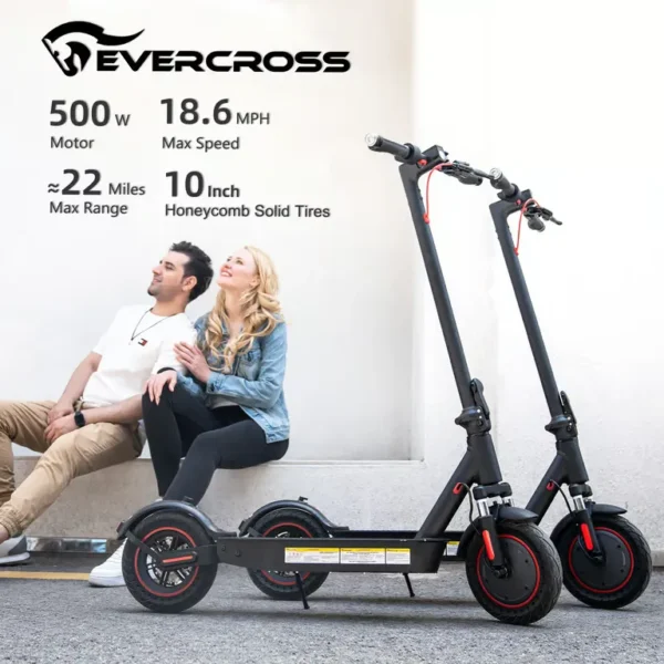 EVERCROSS TECH - EVERCROSS TECH EV10KPRO Trottinette Électrique Pliable 10" Scooter 500W 25KM/H Écran LED Bluetooth APP Cadeau Adolescent Adulte – Image 5