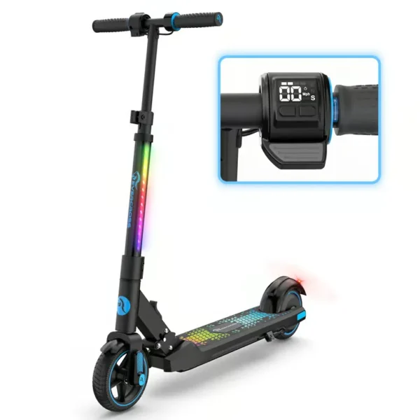 EVERCROSS TECH - EVERCROSS TECH EV06C Trottinette Électrique pliable Enfants 6-12 Ans Écran LED Lumières colorés 3 Vitesse Hauteur Réglables Bleu